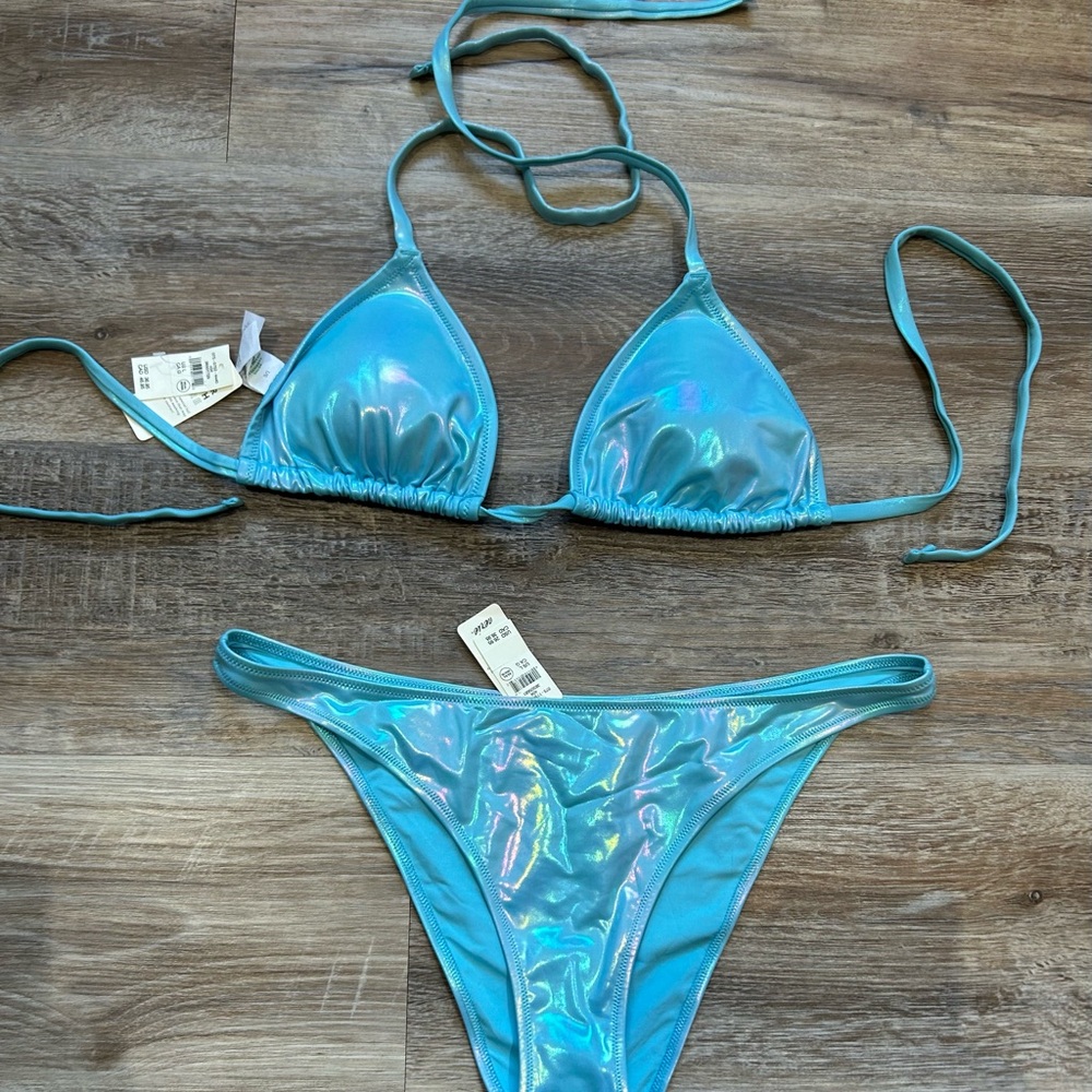 Aerie Iridescent Blue Swimwear NWT